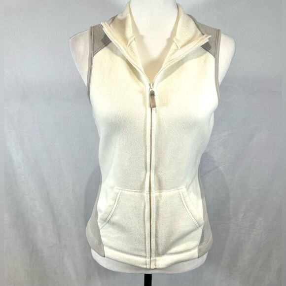 Old navy white and tan fuzzy vest size small - Picture 1 of 7